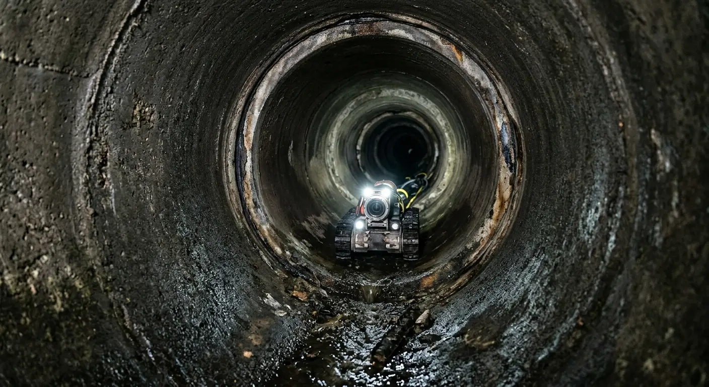 Robotic sewer camera inspecting pipe interior for Drain Snake Service in South Valley